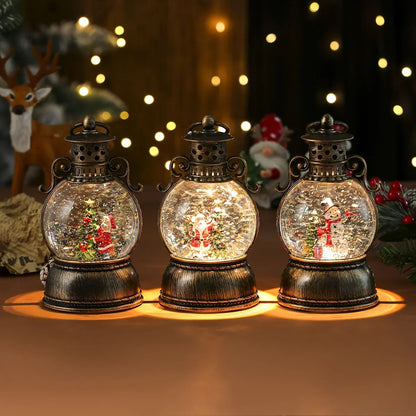 Christmas Lantern Glass Dome Warm LED Battery Operated