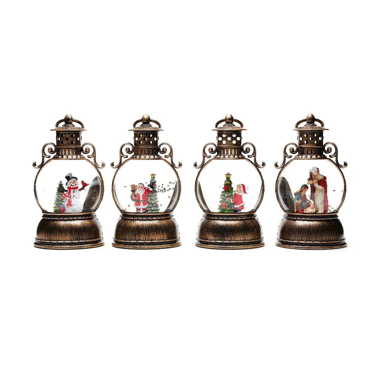 Christmas Lantern Glass Dome Warm LED Battery Operated