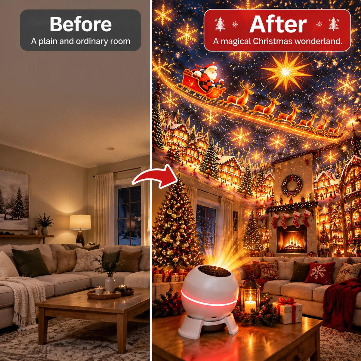 Christmas Light Projector Moving Projections USB Powered Compact Design