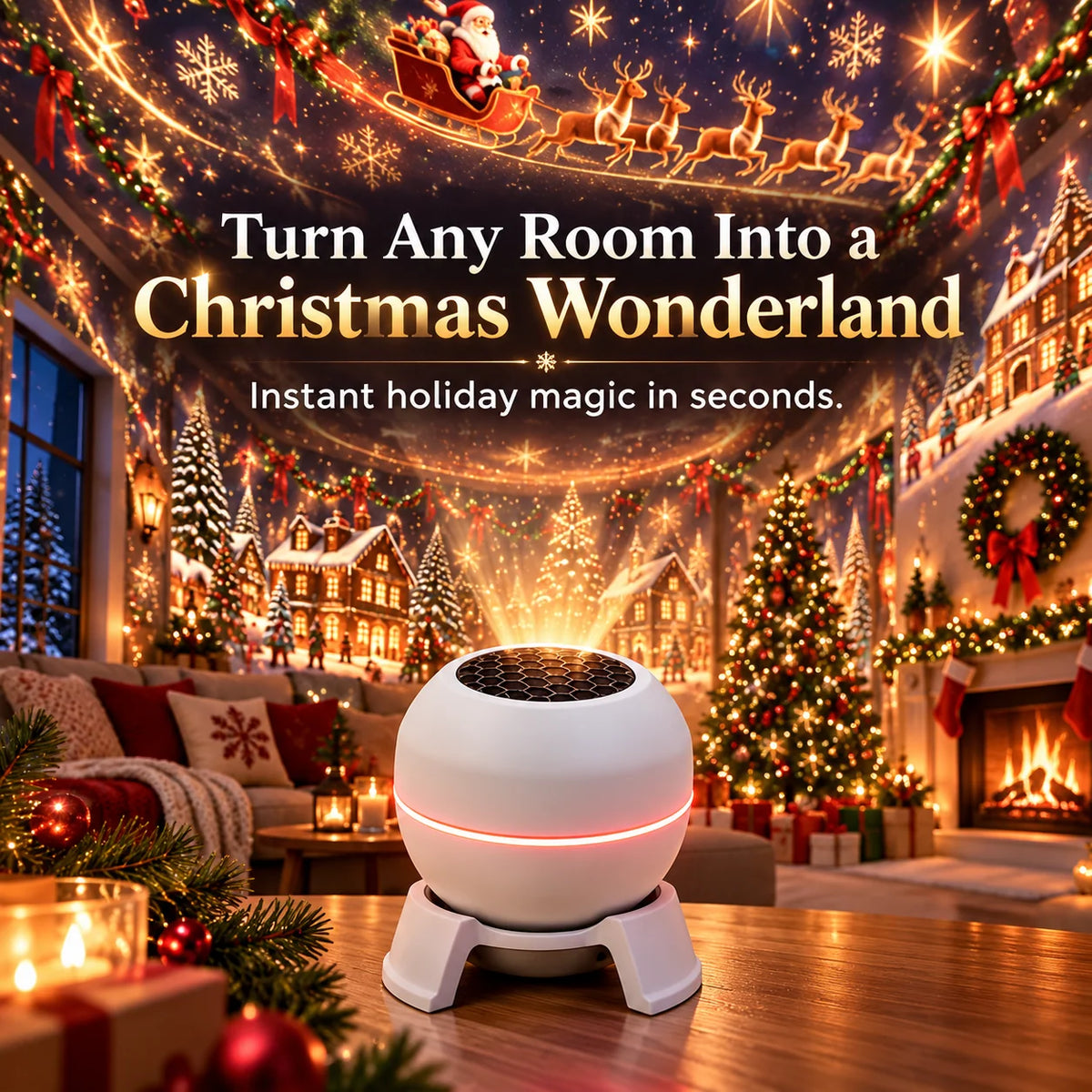 Christmas Light Projector Moving USB-Powered Indoor Decor
