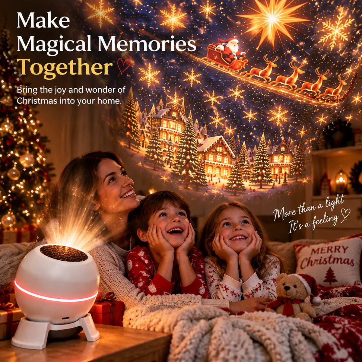 Christmas Light Projector Moving USB-Powered Indoor Decor