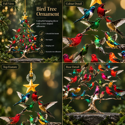 Christmas Ornament Hummingbird Clear Acrylic Double-Sided Ready To Hang