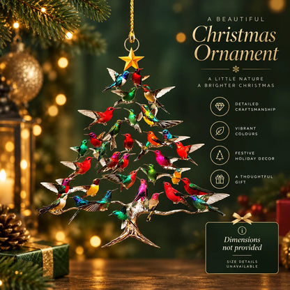 Christmas Ornament Hummingbird Clear Acrylic Double-Sided Ready To Hang