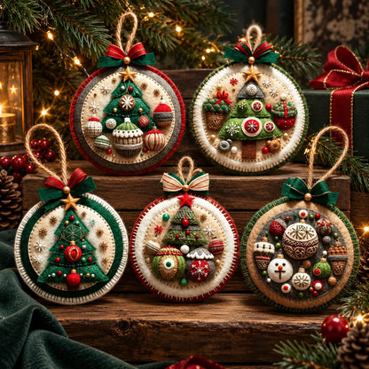 Christmas Ornament Kit Felt & Trim Set of 5
