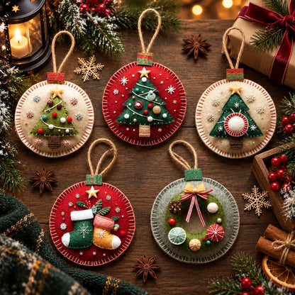 Christmas Ornament Kit Felt & Trim Set of 5