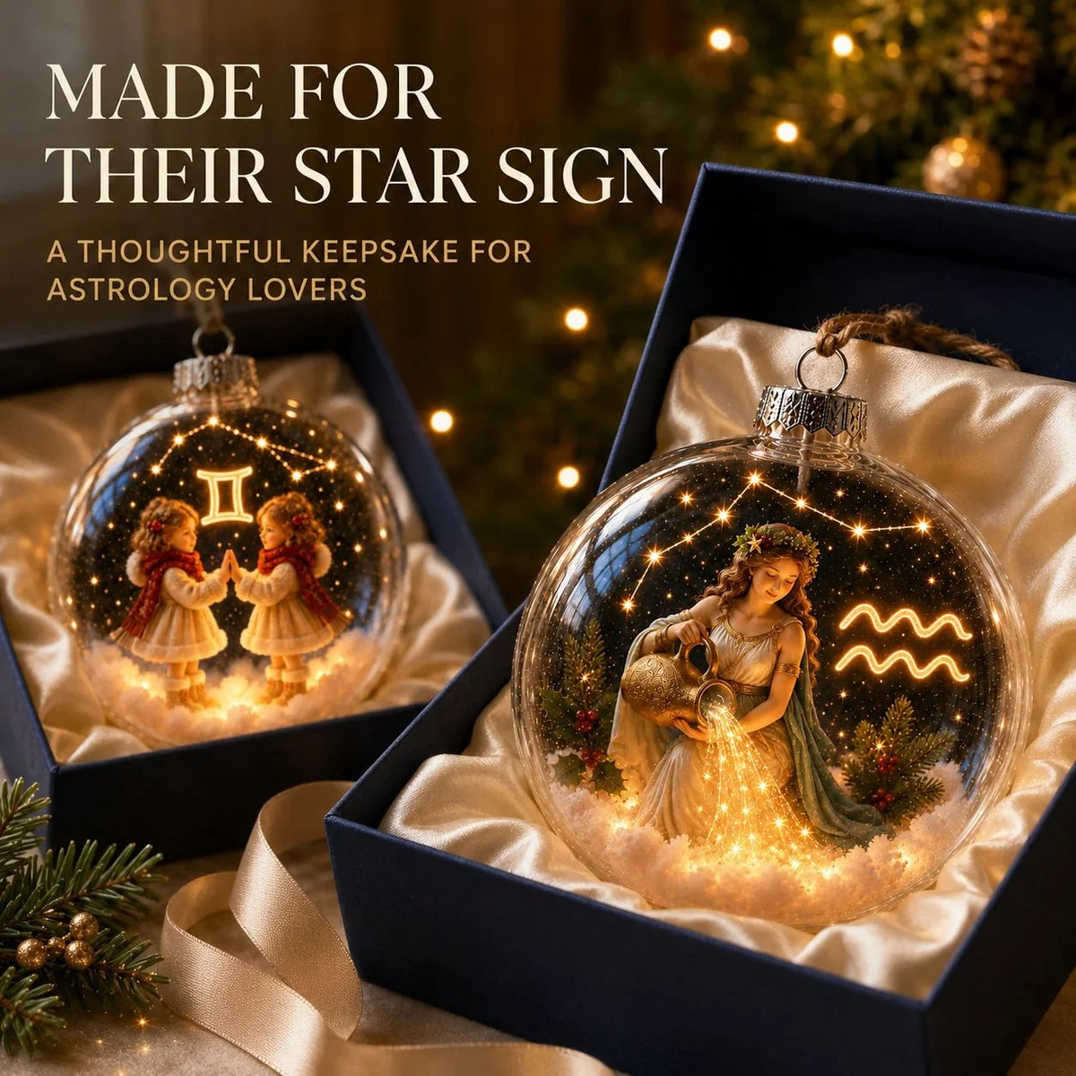 Christmas Ornament Lighted Zodiac Globe Constellation Design