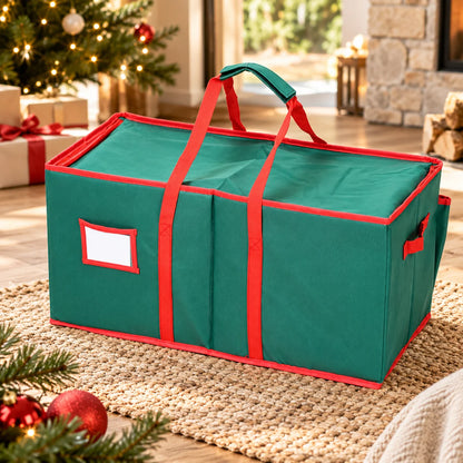 Christmas Ornament Storage Box Adjustable Dividers & Clear Window