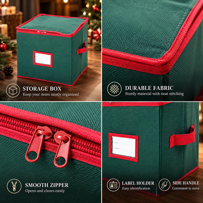 Christmas Ornament Storage Box Adjustable Dividers & Clear Window