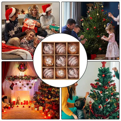 Christmas Ornaments Set Of 9 Ready-To-Hang Baubles & Snowflakes