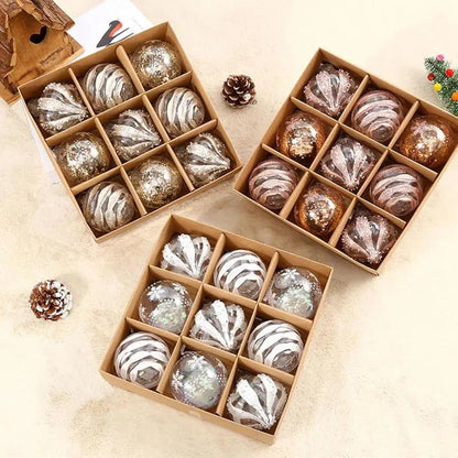 Christmas Ornaments Set Of 9 Ready-To-Hang Baubles & Snowflakes