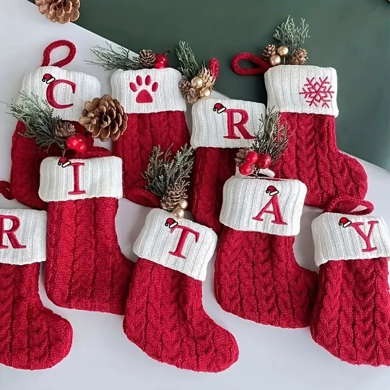 Christmas Stocking Personalized Initial & Snowflake