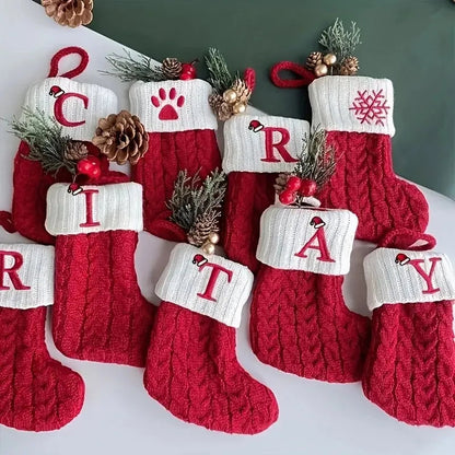 Christmas Stocking Personalized Initial & Snowflake
