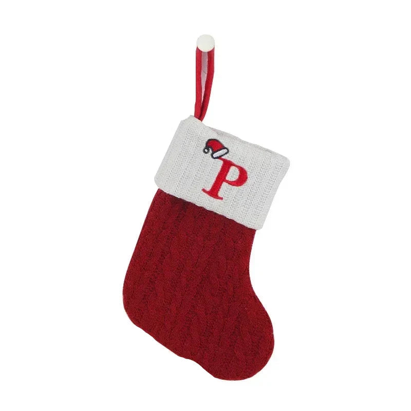 Christmas Stocking Personalized Initial & Snowflake