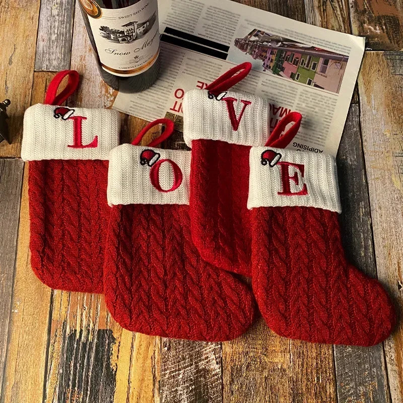Christmas Stocking Personalized Initial & Snowflake