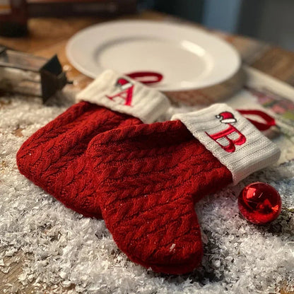 Christmas Stocking Personalized Initial & Snowflake