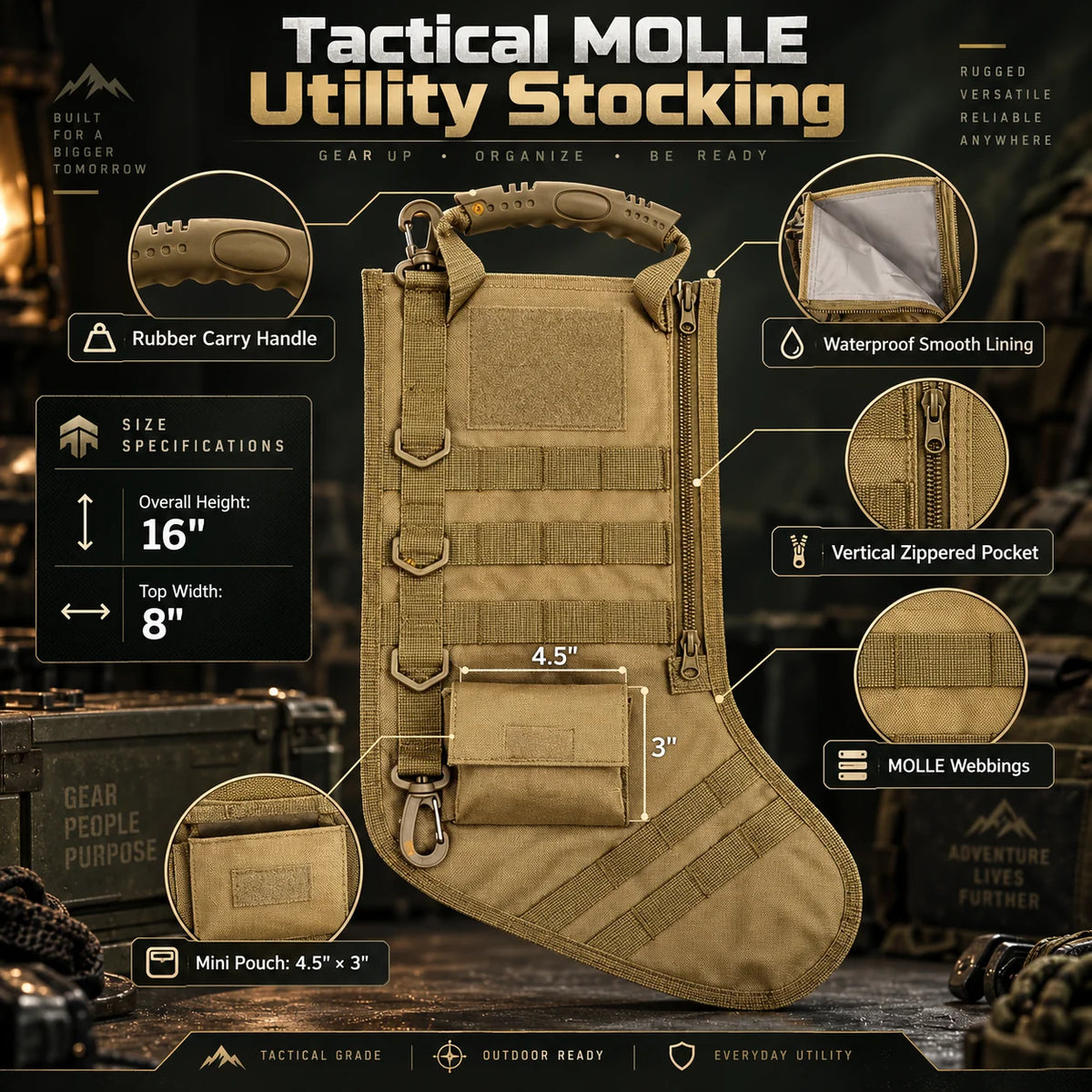 Christmas Stocking Tactical Nylon MOLLE Webbing