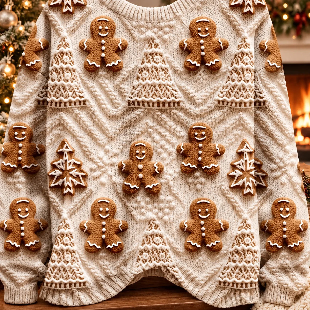 Christmas Sweater Oversized Soft Knit Light Brown