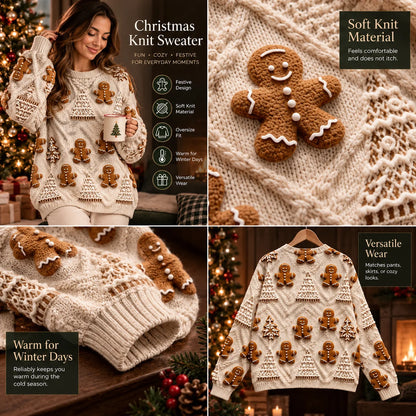 Christmas Sweater Oversized Soft Knit Light Brown