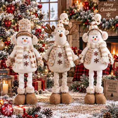 Christmas Table Figures Set of 3 Fabric-Like Finish