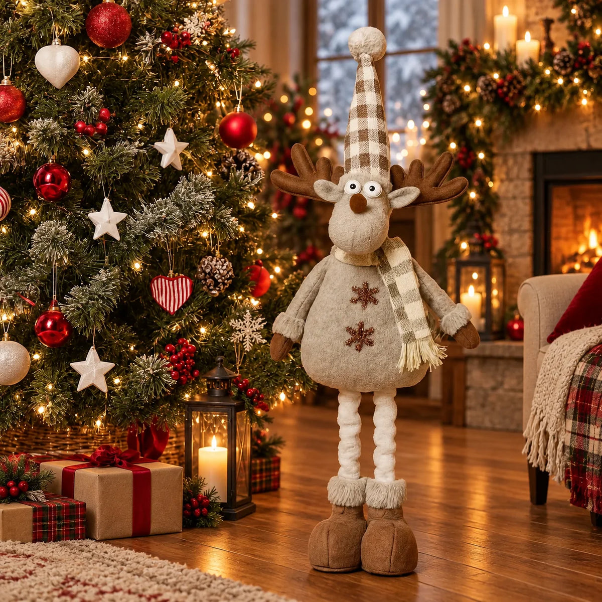 Christmas Table Figures Set of 3 Fabric-Like Finish