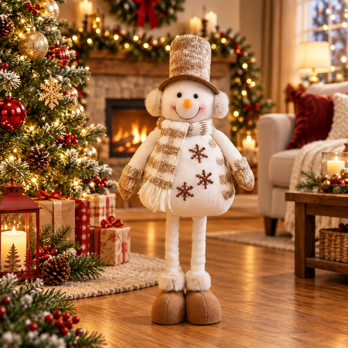 Christmas Table Figures Set of 3 Fabric-Like Finish