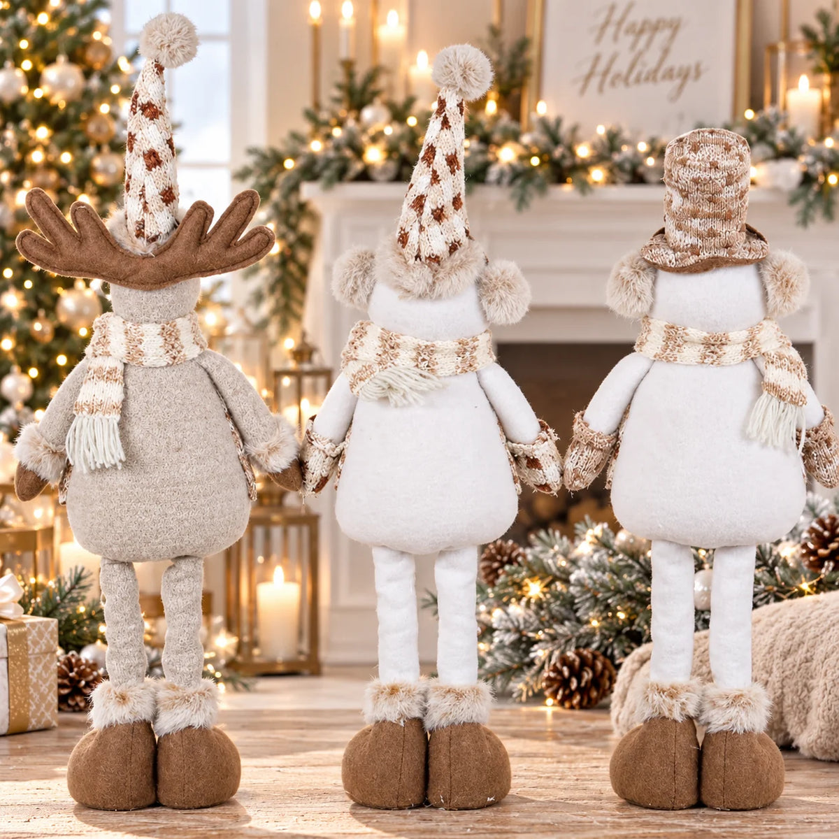 Christmas Table Figures Set of 3 Fabric-Like Finish