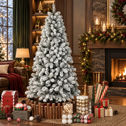 Christmas Tree Pre-Lit Snow Flocked Hinged Branches