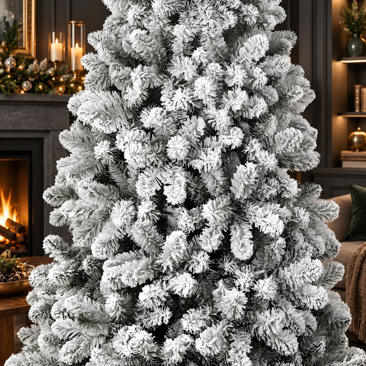 Christmas Tree Pre-Lit Snow Flocked Hinged Branches