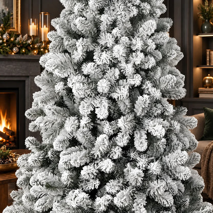 Christmas Tree Pre-Lit Snow Flocked Hinged Branches
