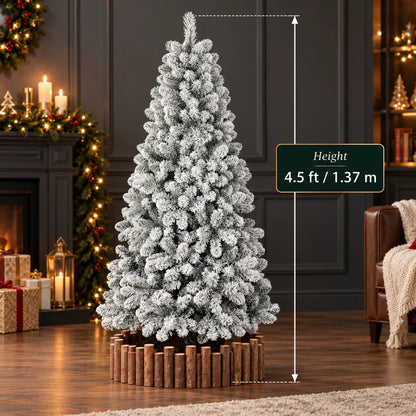 Christmas Tree Pre-Lit Snow Flocked Hinged Branches