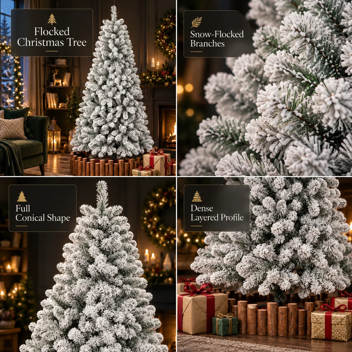 Christmas Tree Pre-Lit Snow Flocked Hinged Branches