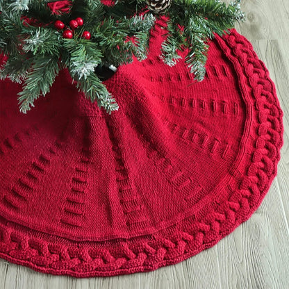 Christmas Tree Skirt Knitted Round Side Opening