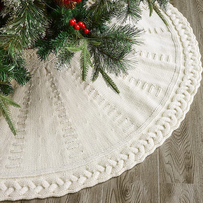 Christmas Tree Skirt Knitted Round Side Opening