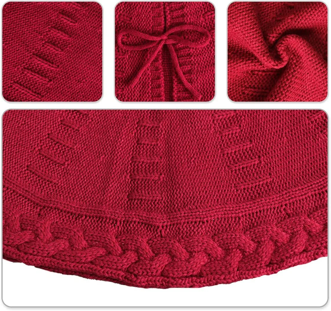 Christmas Tree Skirt Knitted Round Side Opening