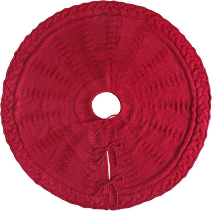 Christmas Tree Skirt Knitted Round Side Opening