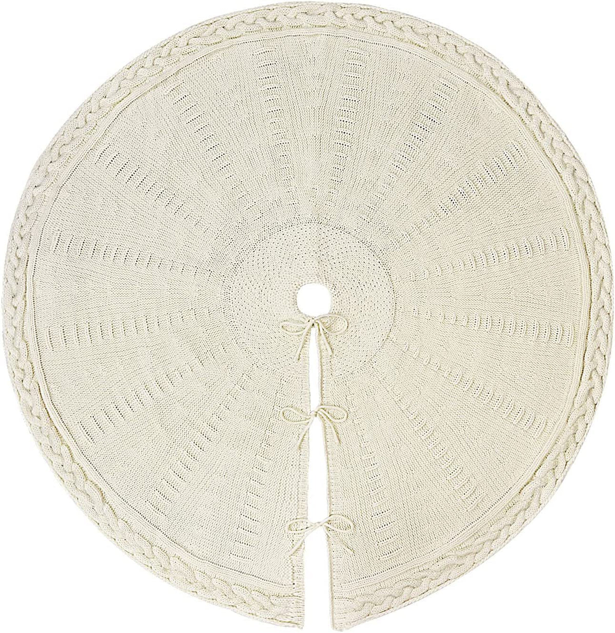 Christmas Tree Skirt Knitted Round Side Opening