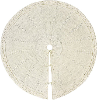 Christmas Tree Skirt Knitted Round Side Opening