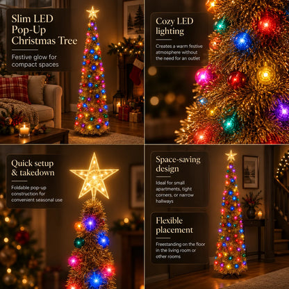 Christmas Tree Slim Pencil Pop-Up Pre-Lit Battery Powered
