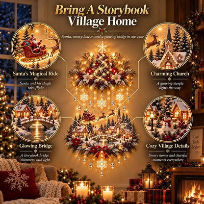 Christmas Wall Hanging Snowy Village Warm LED Lights