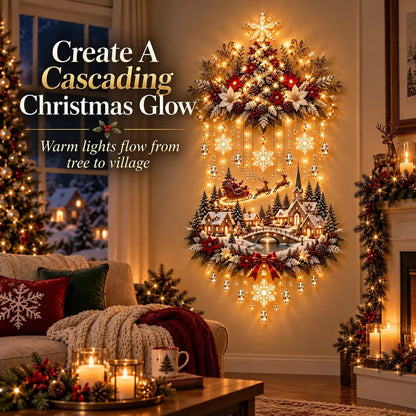 Christmas Wall Hanging Snowy Village Warm LED Lights