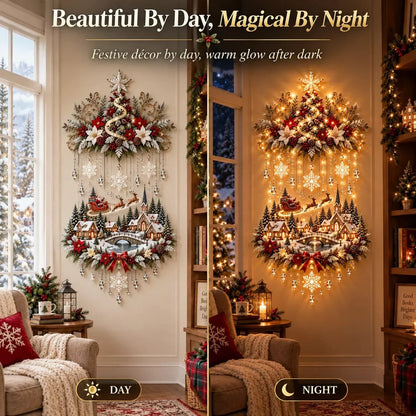 Christmas Wall Hanging Snowy Village Warm LED Lights