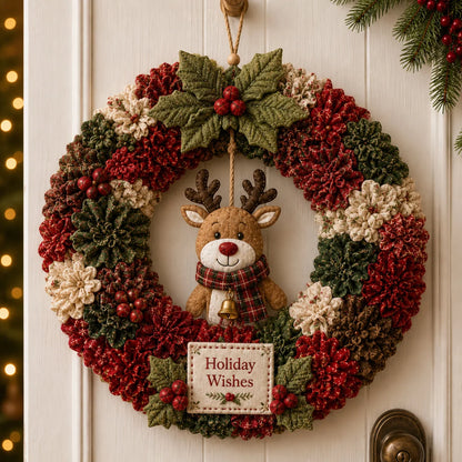 Christmas Wreath DIY Kit 3D Fabric Poke Tool Included