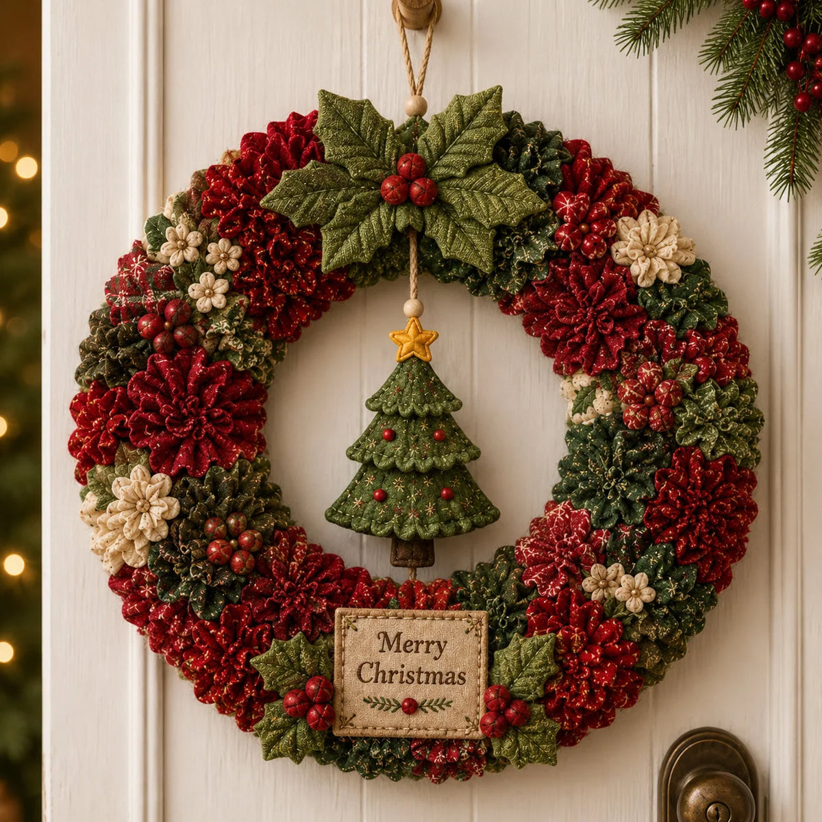 Christmas Wreath DIY Kit 3D Fabric Poke Tool Included