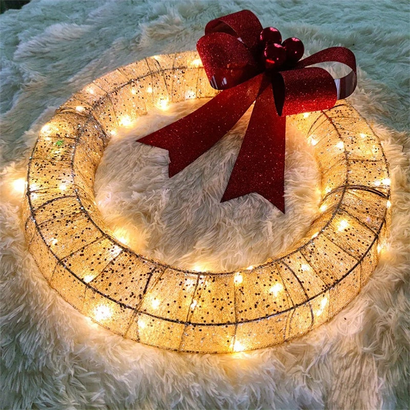Christmas Wreath LED Illuminated Battery-Powered 50cm