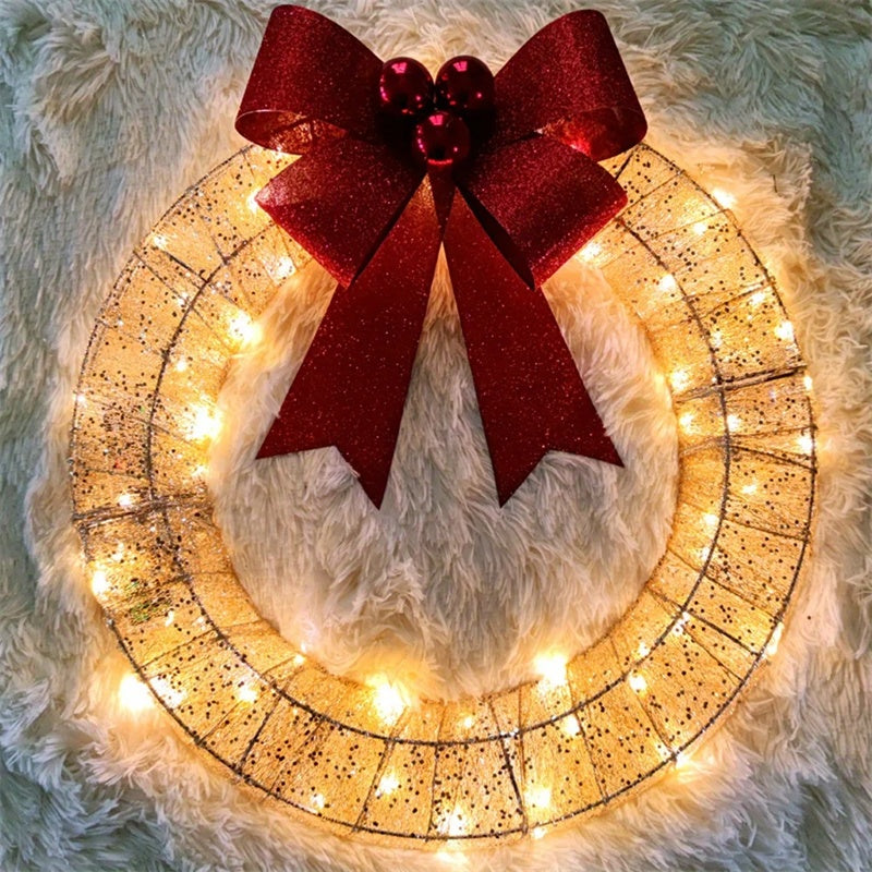 Christmas Wreath LED Illuminated Battery-Powered 50cm