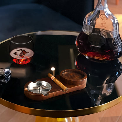 Cigar Ashtray Whiskey Glass Holder Removable Metal Ashtray Insert
