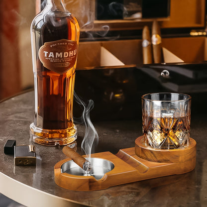 Cigar Ashtray Whiskey Glass Holder Removable Metal Ashtray Insert