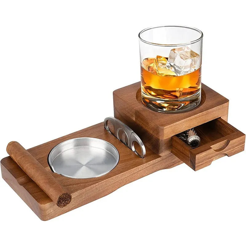 Cigar Ashtray Whiskey Glass Holder Removable Metal Ashtray Insert