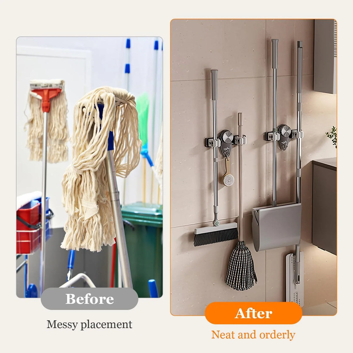 Cleaning Tool Rack Suction Cup Mount With Hooks