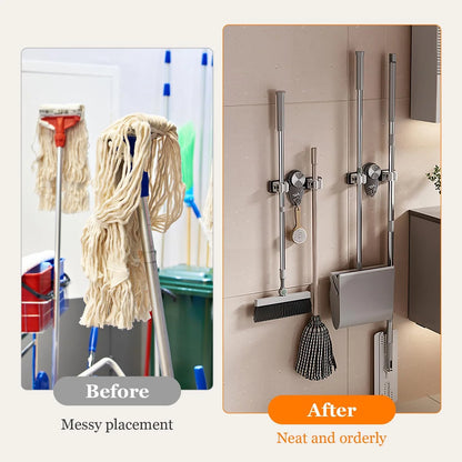 Cleaning Tool Rack Suction Cup Mount With Hooks